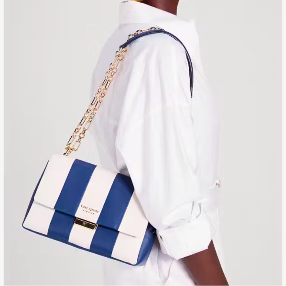 Kate Spade Carlyle Striped Medium Shoulder Bag Blue & White